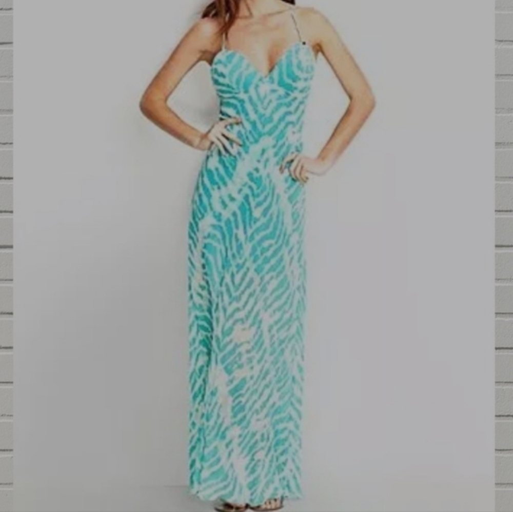 Guess Colorful Vibrant Strappy Back Maxi Dress XS Empire Waist - Picture 1 of 11